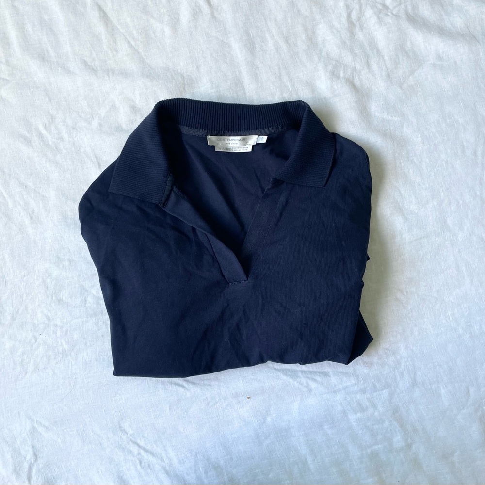 Simons Women's Navy Blue Collared Top